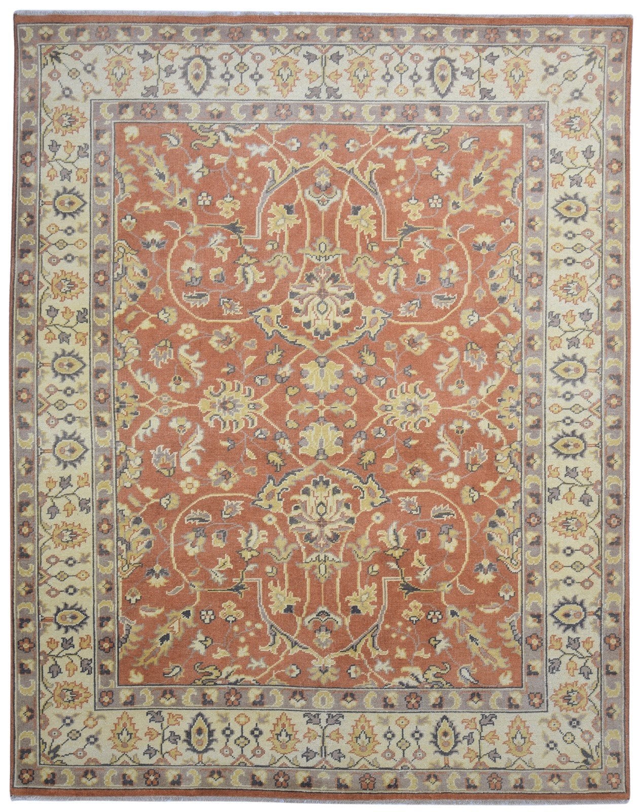 8' X 10' Rug Wool Rust Persian Hand Knotted Kashan Oriental Large Carpet 