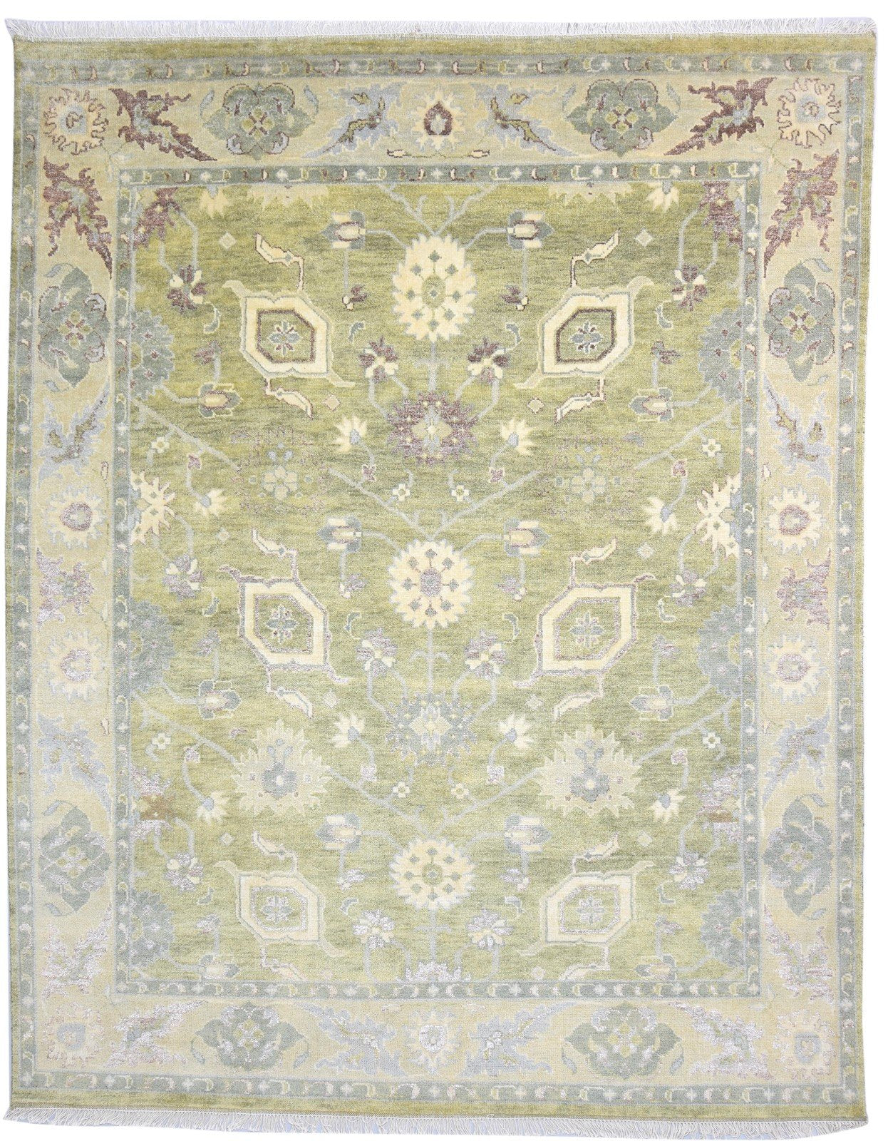 Wool Green Rug 8' X 10' Persian Hand Knotted Oushak Oriental Large Carpet 