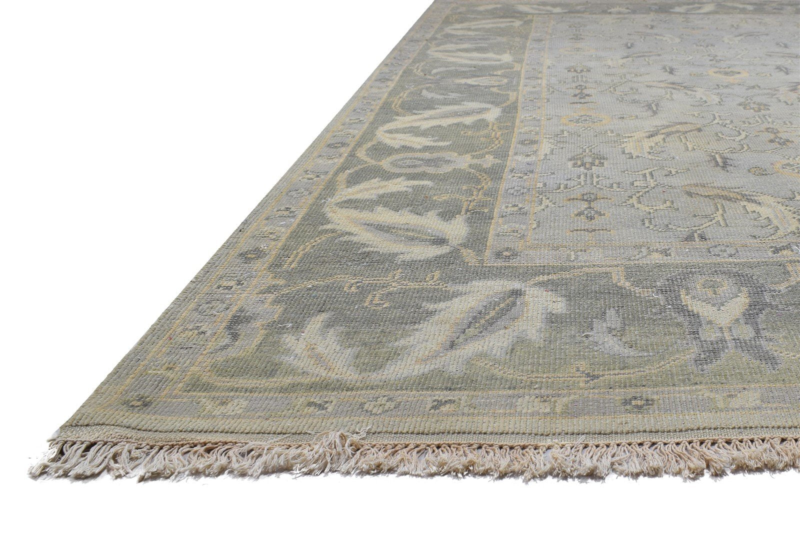 Hand Knotted Grey Wool Rug 8' X 10' Persian Agra Oriental Large Carpet 