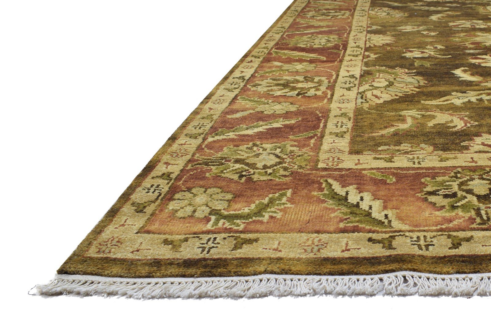 Wool Brown Rug 8' X 10' Persian Hand Knotted Agra Oriental Large Carpet 