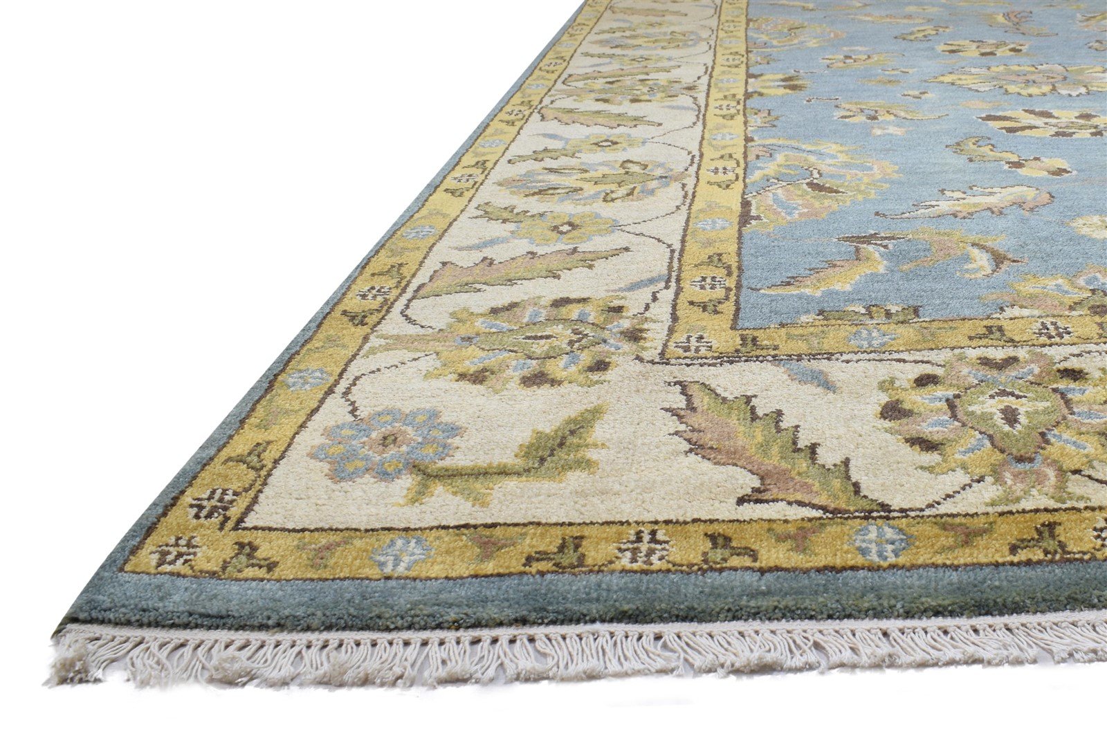 8' X 10' Rug Wool Blue Persian Hand Knotted Agra Oriental Large Carpet 