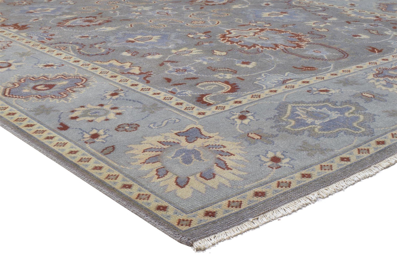 Hand Knotted Grey Wool Rug 8' X 10' Persian Agra Oriental Large Carpet 