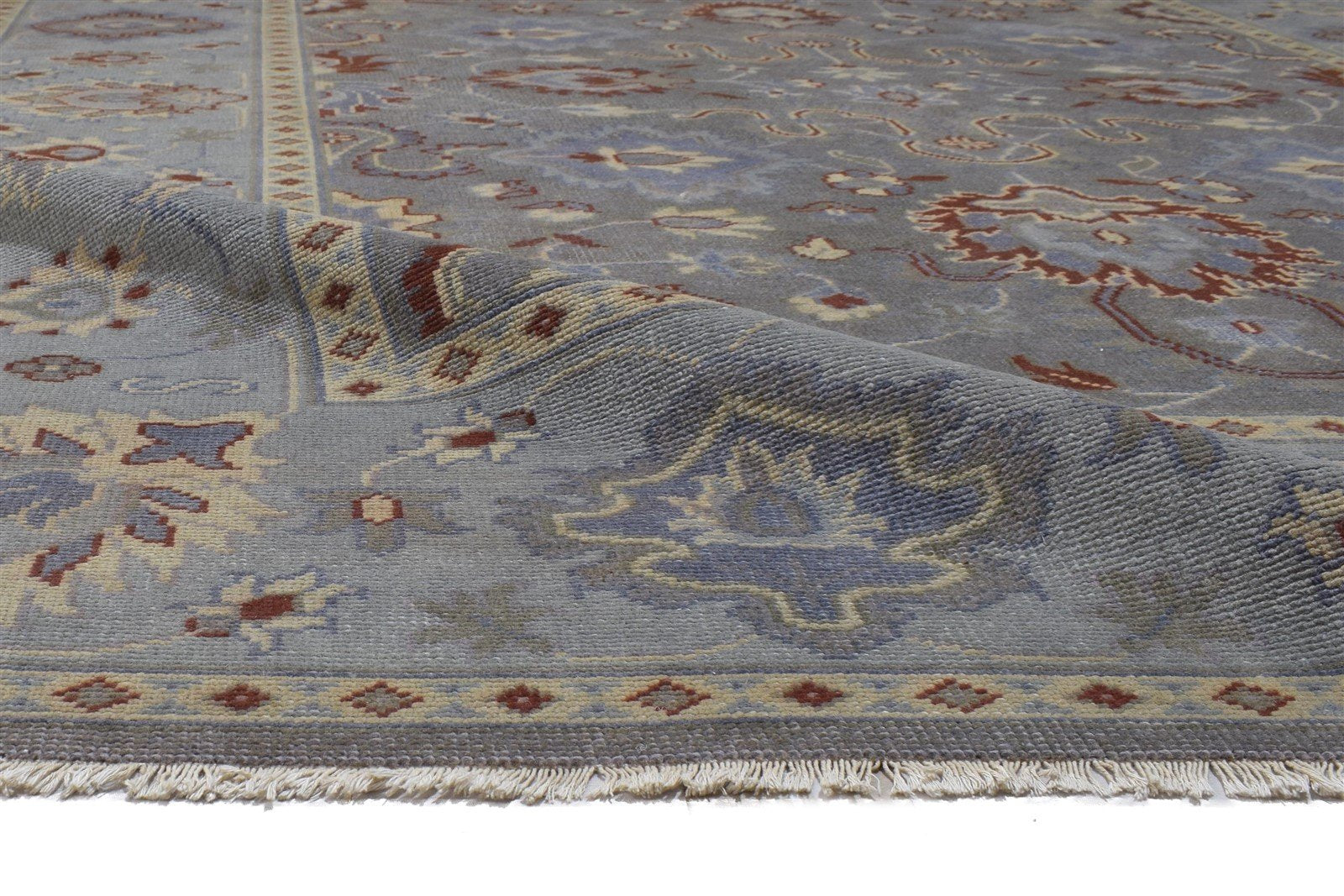 Hand Knotted Grey Wool Rug 8' X 10' Persian Agra Oriental Large Carpet 