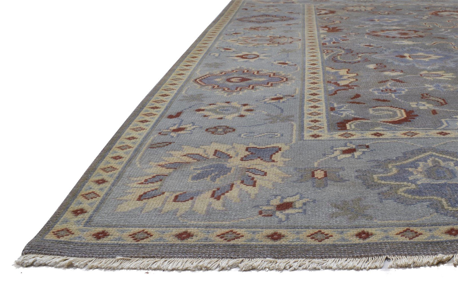 Hand Knotted Grey Wool Rug 8' X 10' Persian Agra Oriental Large Carpet 