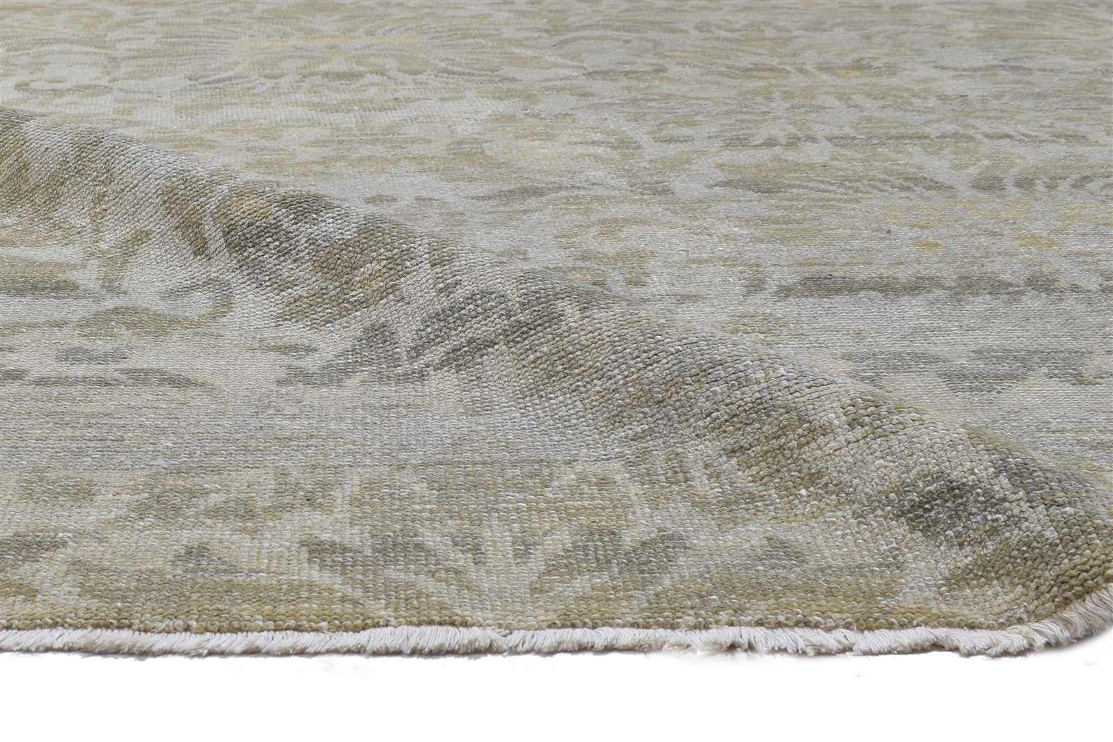 Grey Wool Rug 8' X 10' Modern Hand Knotted French Floral Large Carpet 