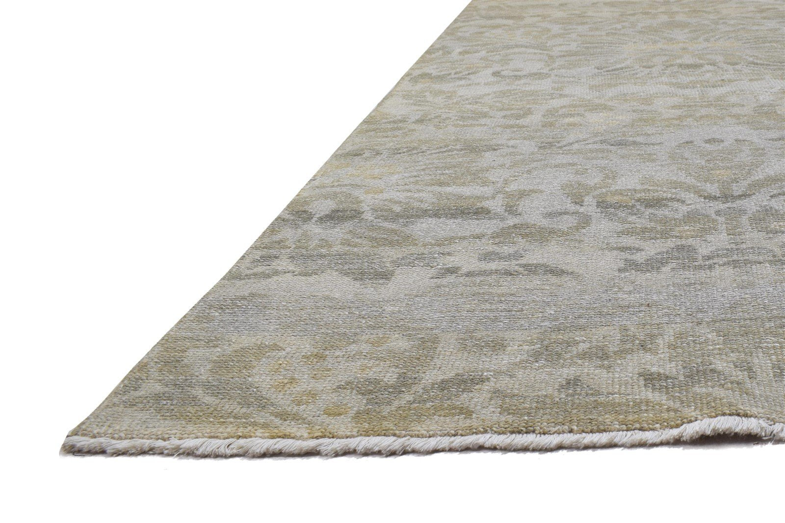 Grey Wool Rug 8' X 10' Modern Hand Knotted French Floral Large Carpet 