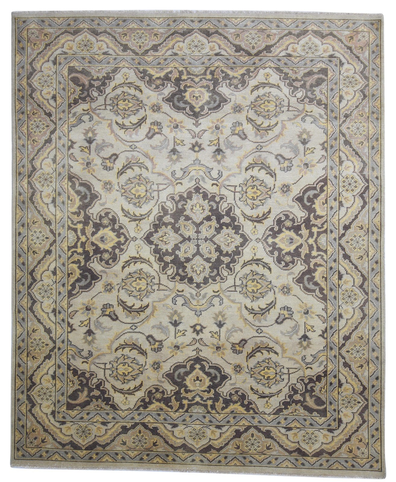 Wool Sand Rug 8' X 10' Persian Hand Knotted Agra Oriental Large Carpet 