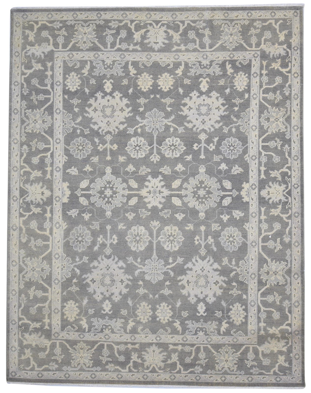 8' X 10' Rug Wool Grey Persian Hand Knotted Oushak Oriental Large Carpet 