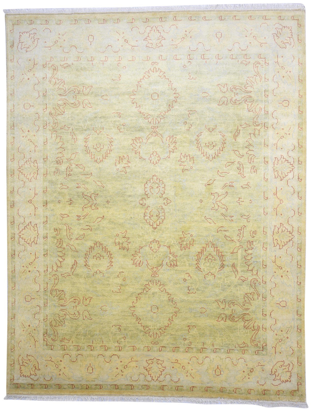 Hand Knotted Sage Wool Rug 8' X 10' Persian Agra Oriental Large Carpet 