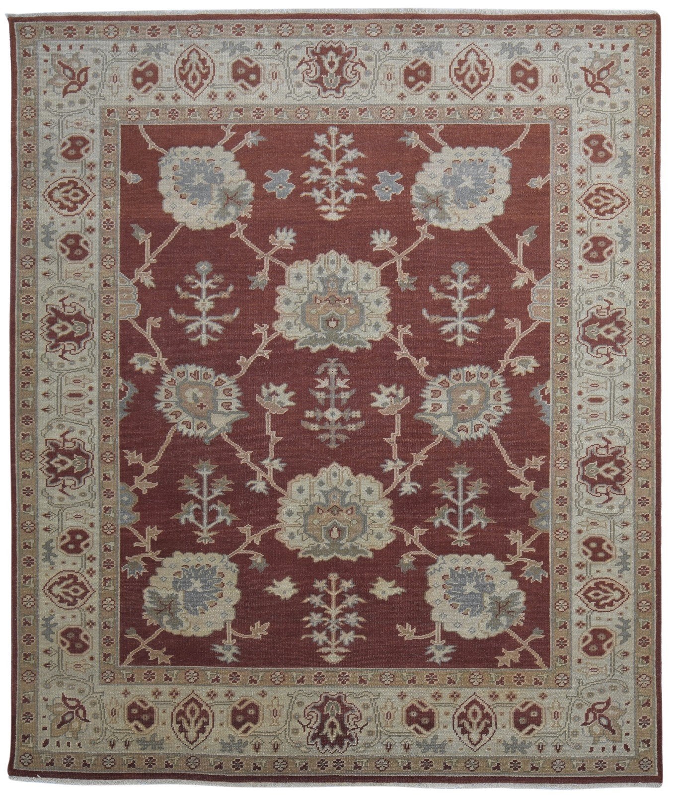 Red Wool Rug 8' X 10' Persian Hand Knotted Oushak Oriental Large Carpet 