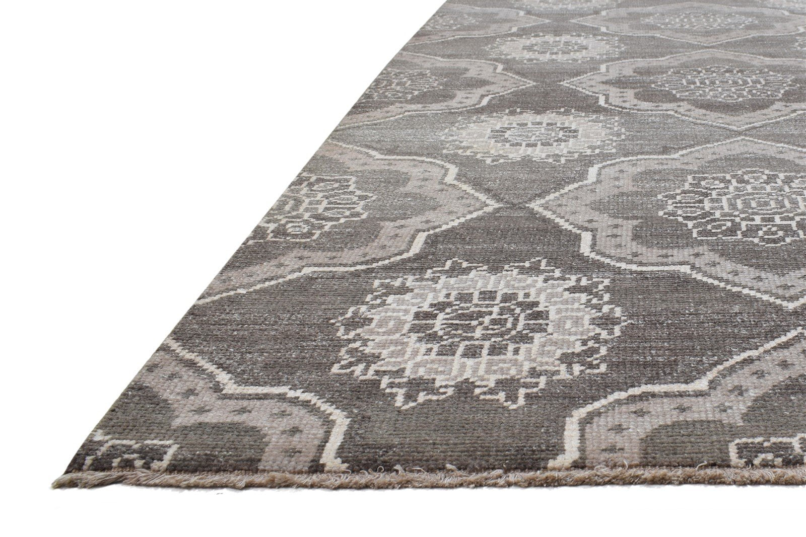 Hand Knotted Brown Wool Rug 8' X 10' Modern Moroccan Trellis Large Carpet 