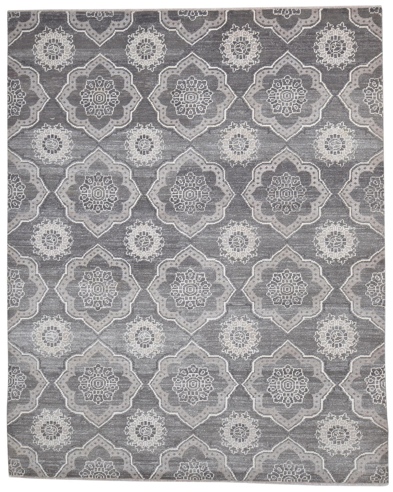 Hand Knotted Brown Wool Rug 8' X 10' Modern Moroccan Trellis Large Carpet 