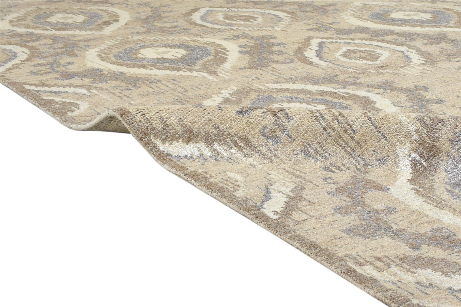 Beige Wool Rug 8' X 10' Modern Hand Knotted Moroccan Trellis Large Carpet 