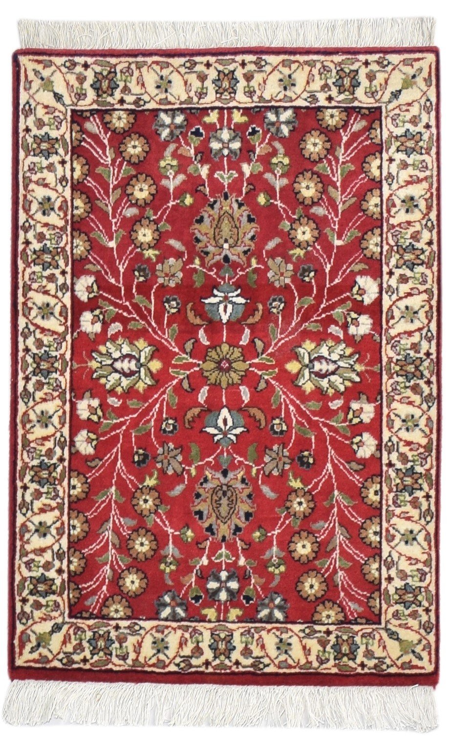 Wool Red Rug 2' X 3' Persian Hand Knotted Agra Oriental Small Carpet 