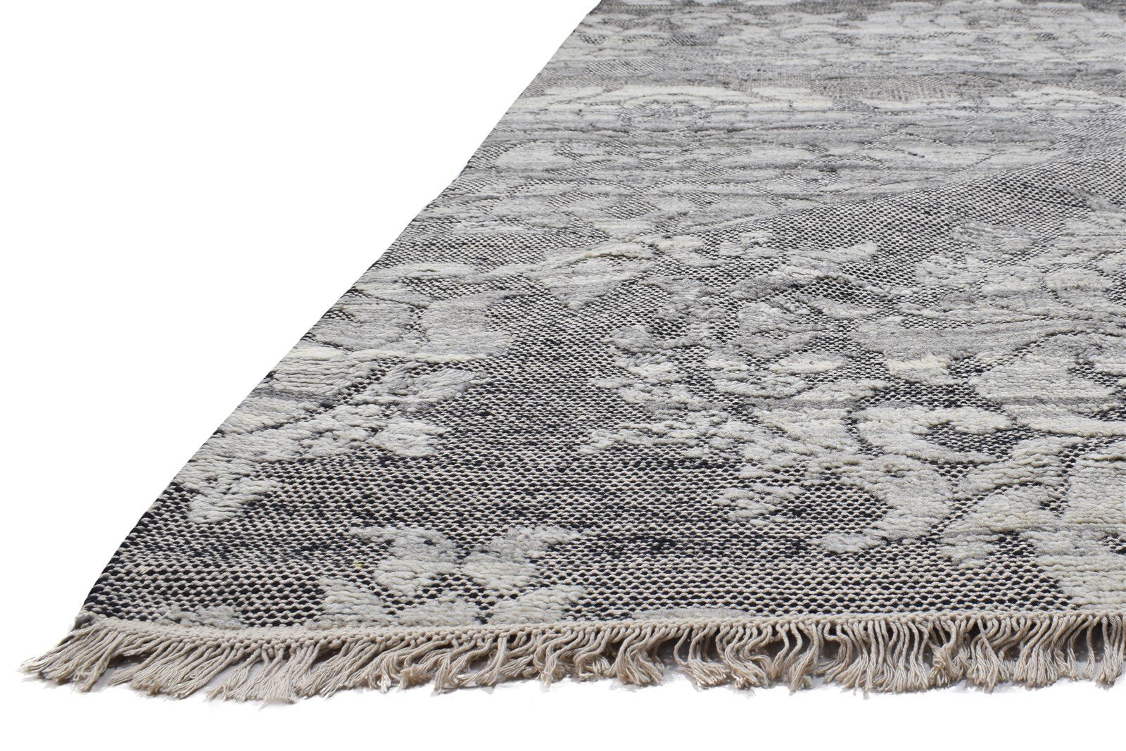 5' X 7' Rug Wool Grey Modern Hand Knotted French Damask Room Size Carpet 