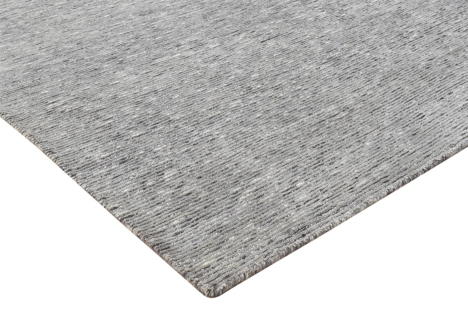 Hand Knotted Grey Wool / Silk Rug 4X6 Modern Scandinavian Solid Room Size 