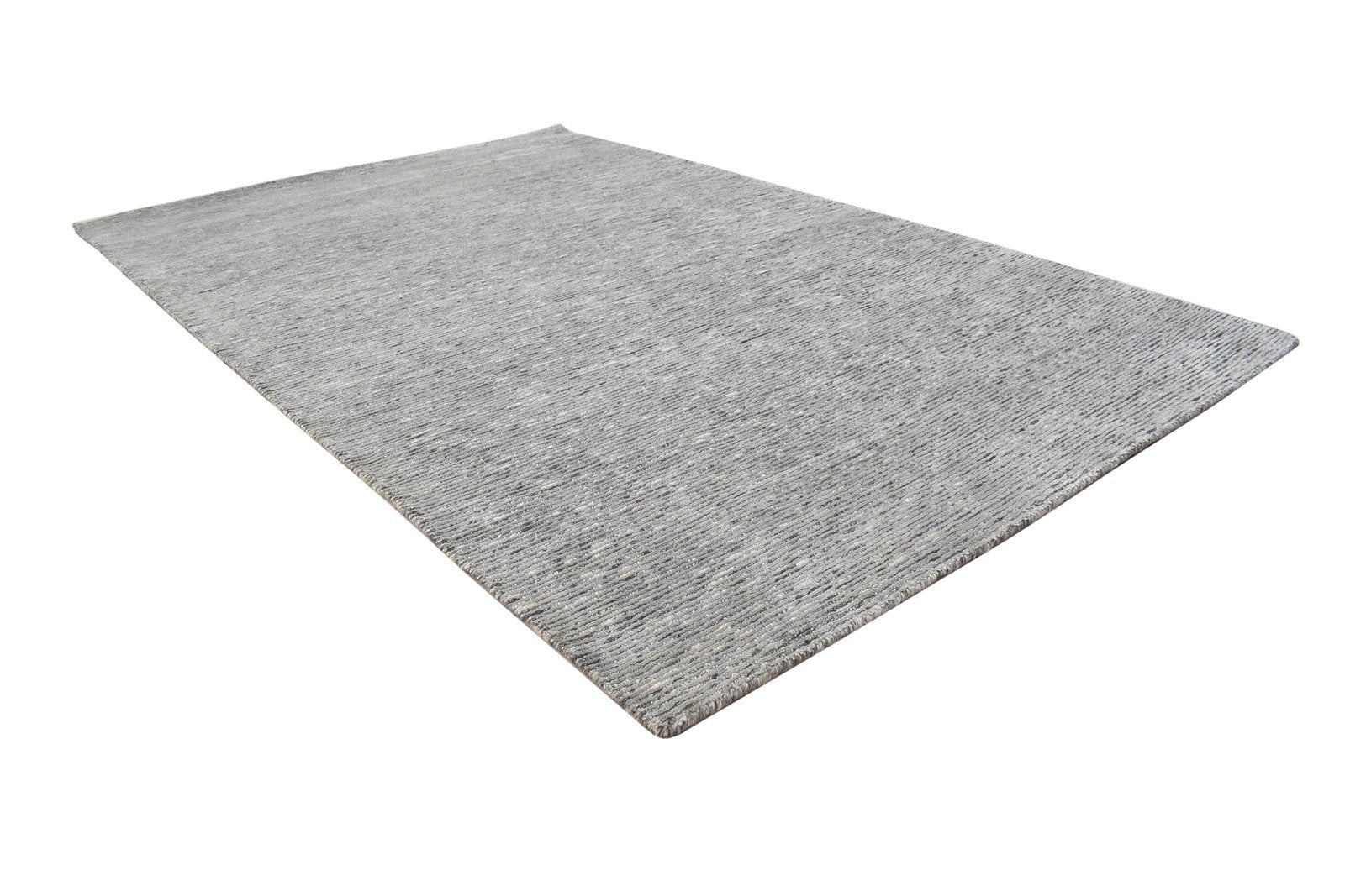 Hand Knotted Grey Wool / Silk Rug 4X6 Modern Scandinavian Solid Room Size 