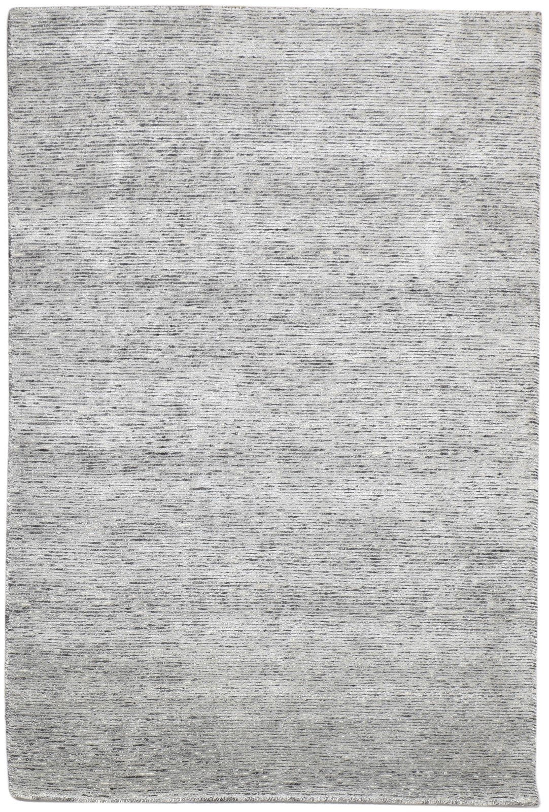 Hand Knotted Grey Wool / Silk Rug 4X6 Modern Scandinavian Solid Room Size 