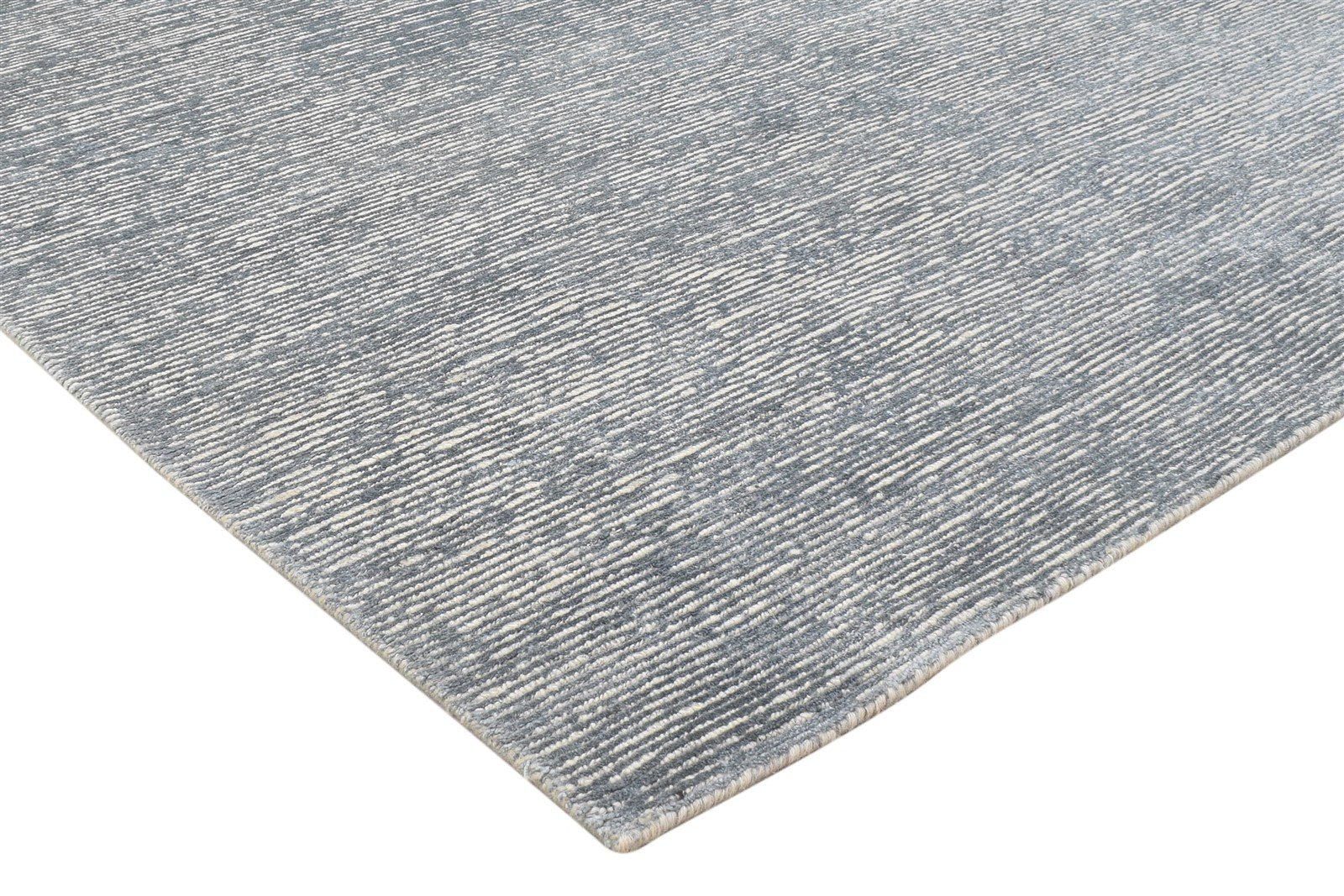 Grey Wool / Silk Rug 4X6 Modern Hand Knotted Scandinavian Solid Room Size 