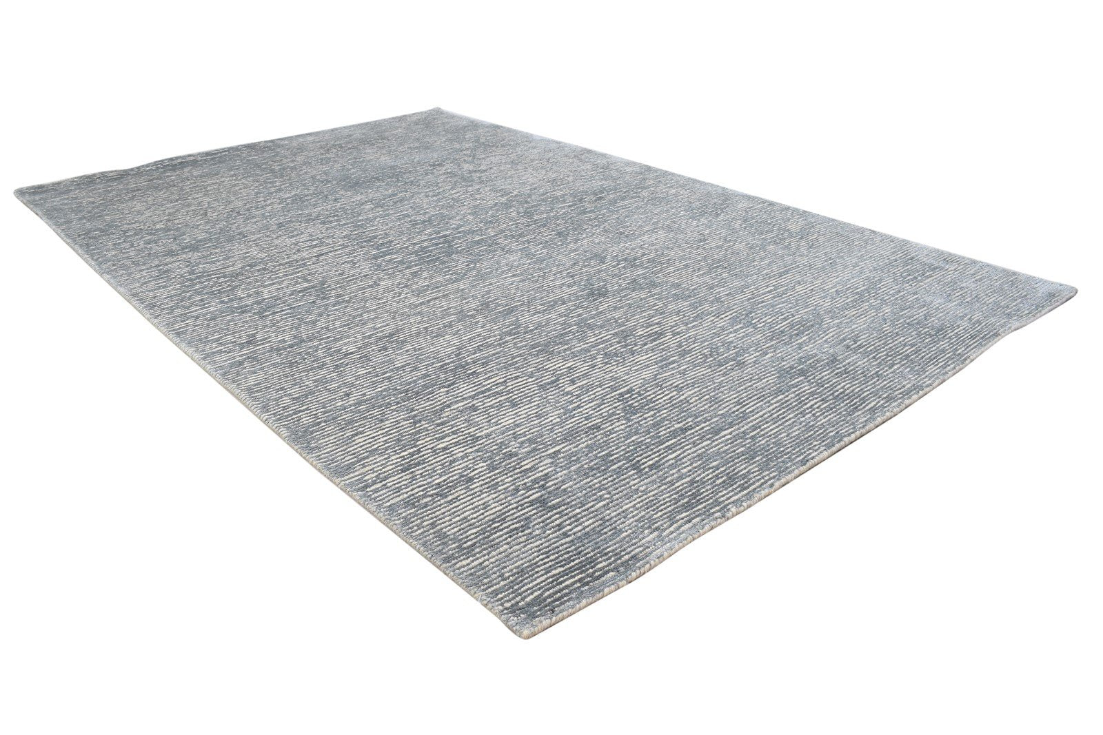 Grey Wool / Silk Rug 4X6 Modern Hand Knotted Scandinavian Solid Room Size 