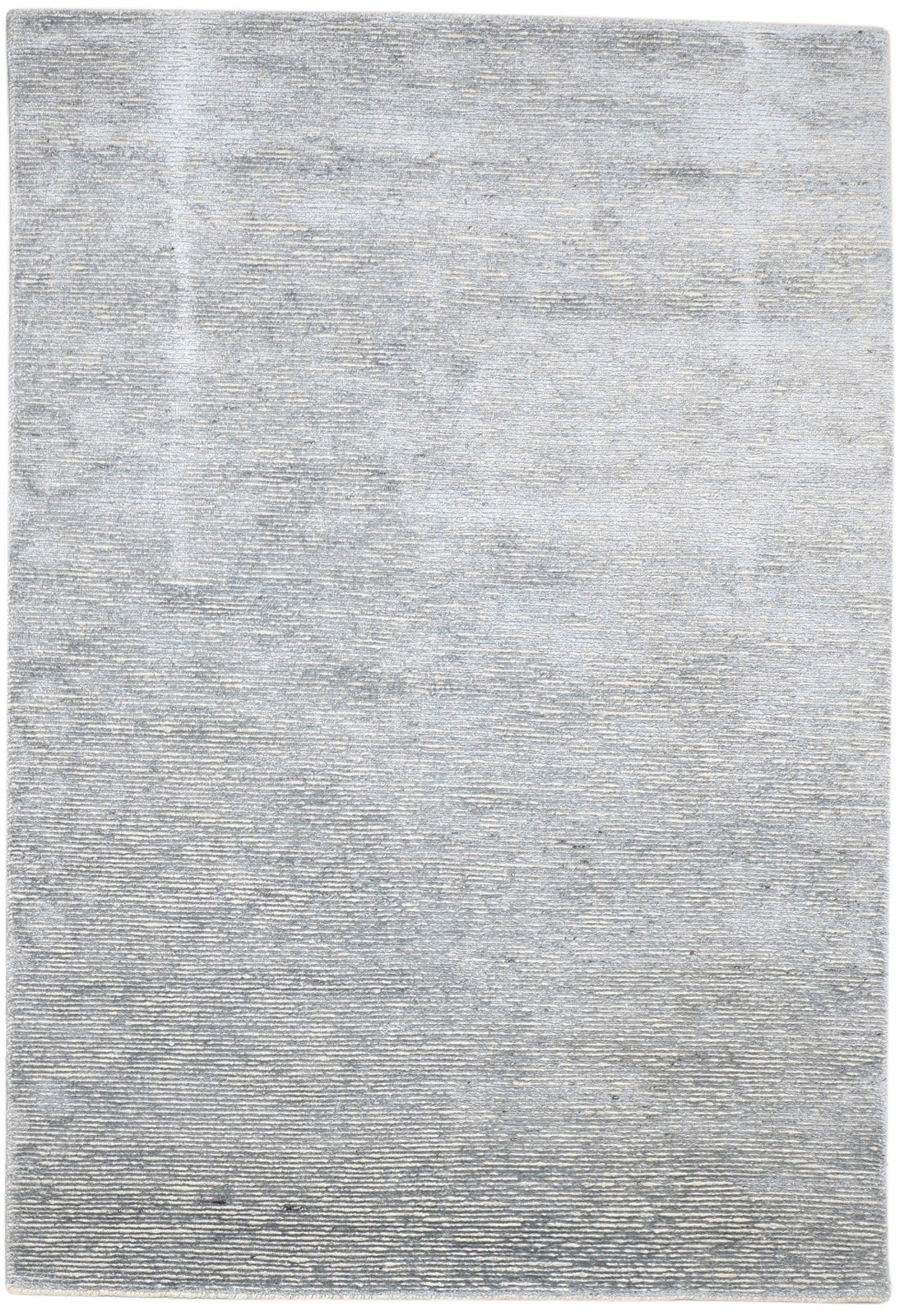 Grey Wool / Silk Rug 4X6 Modern Hand Knotted Scandinavian Solid Room Size 