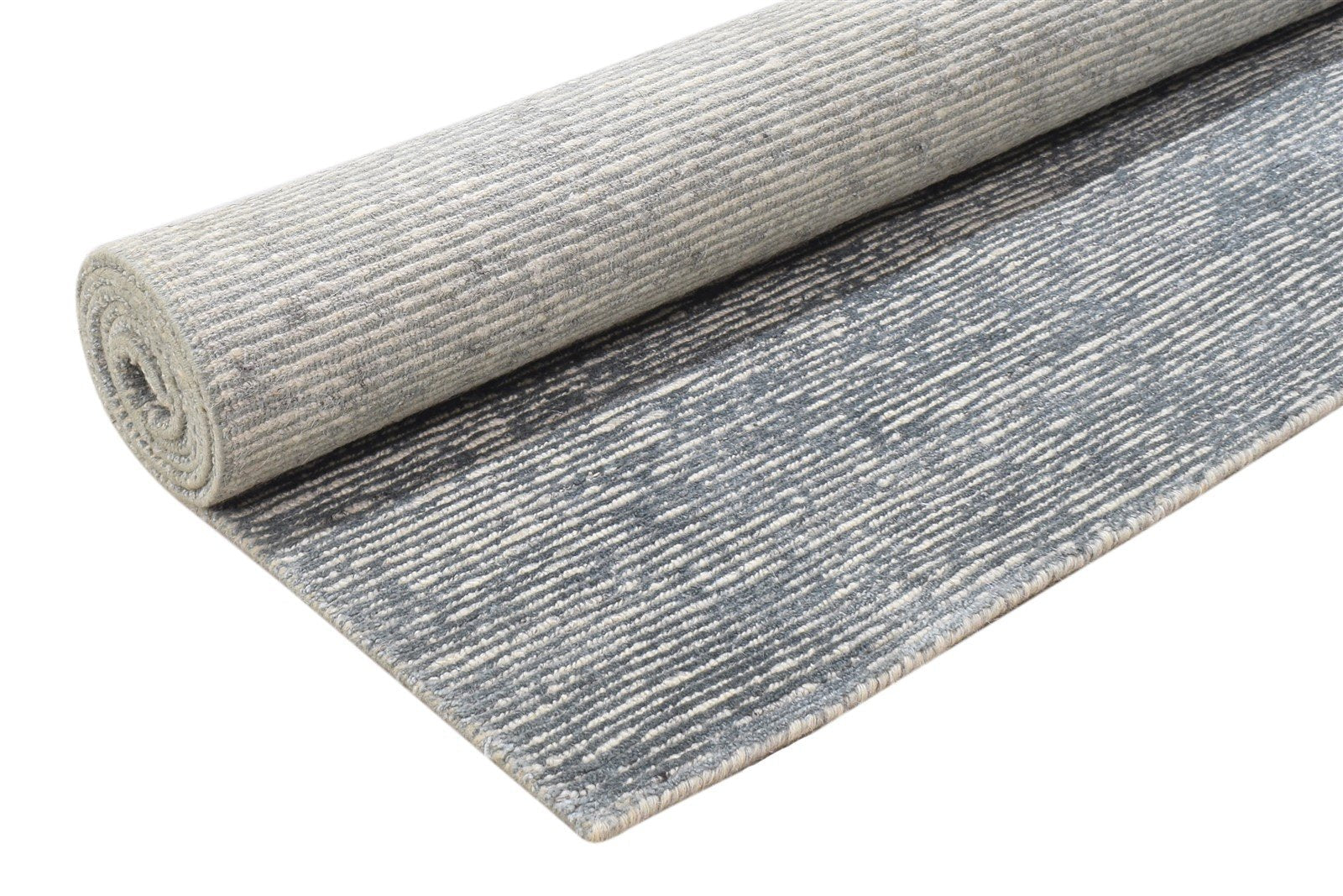 Grey Wool / Silk Rug 4X6 Modern Hand Knotted Scandinavian Solid Room Size 