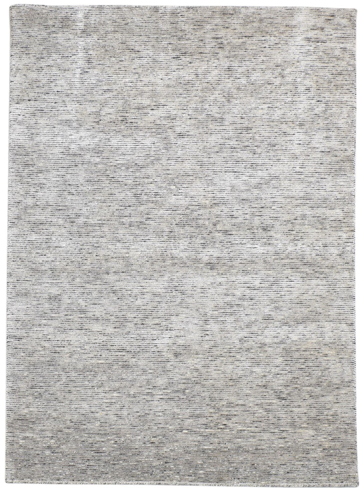 Wool / Silk Grey Rug 4X6 Modern Hand Knotted Scandinavian Solid Room Size 