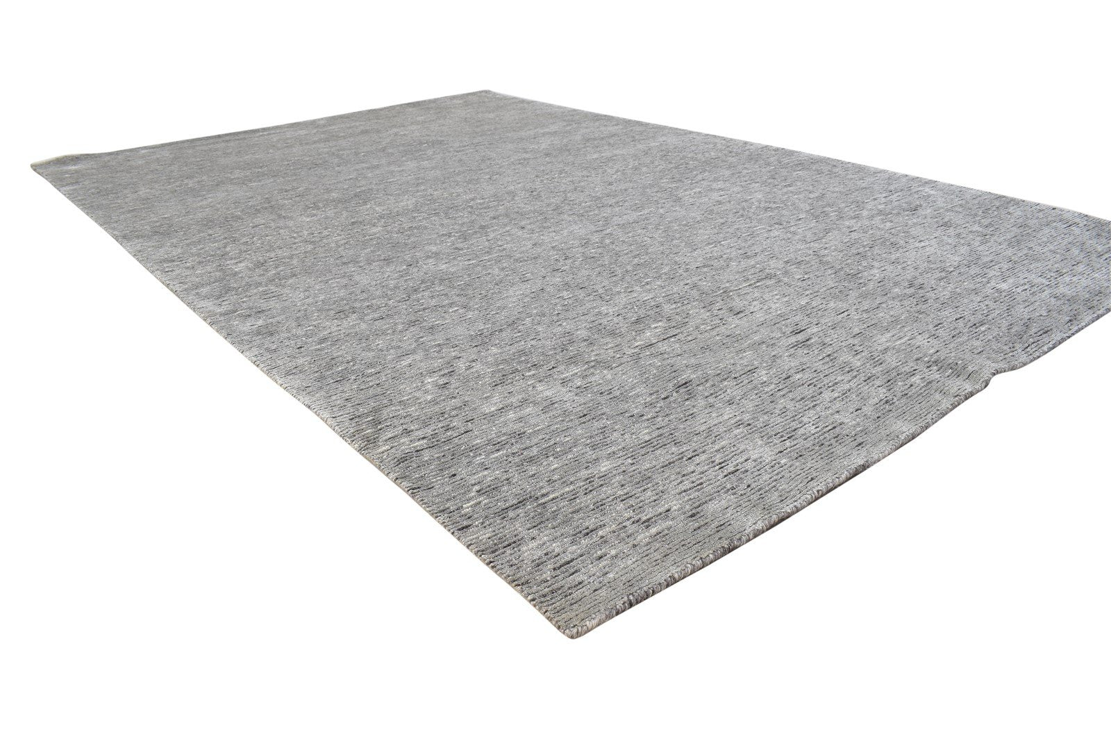 6X9 Rug Wool / Silk Grey Modern Hand Knotted Scandinavian Solid Room Size 