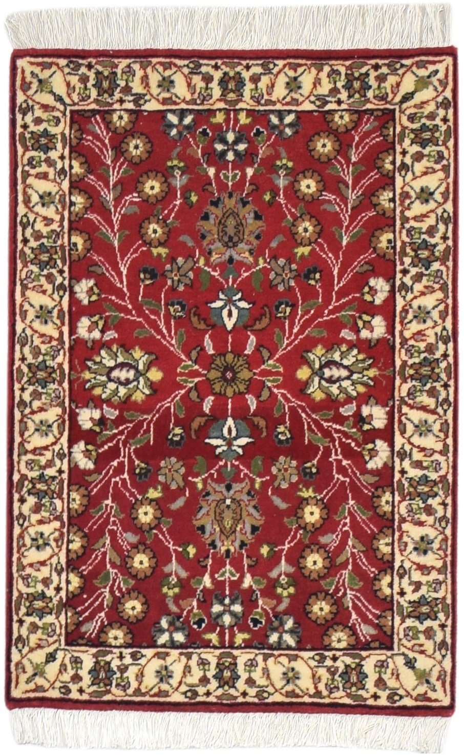 Red Wool Rug 2' X 3' Persian Hand Knotted Agra Oriental Small Carpet 