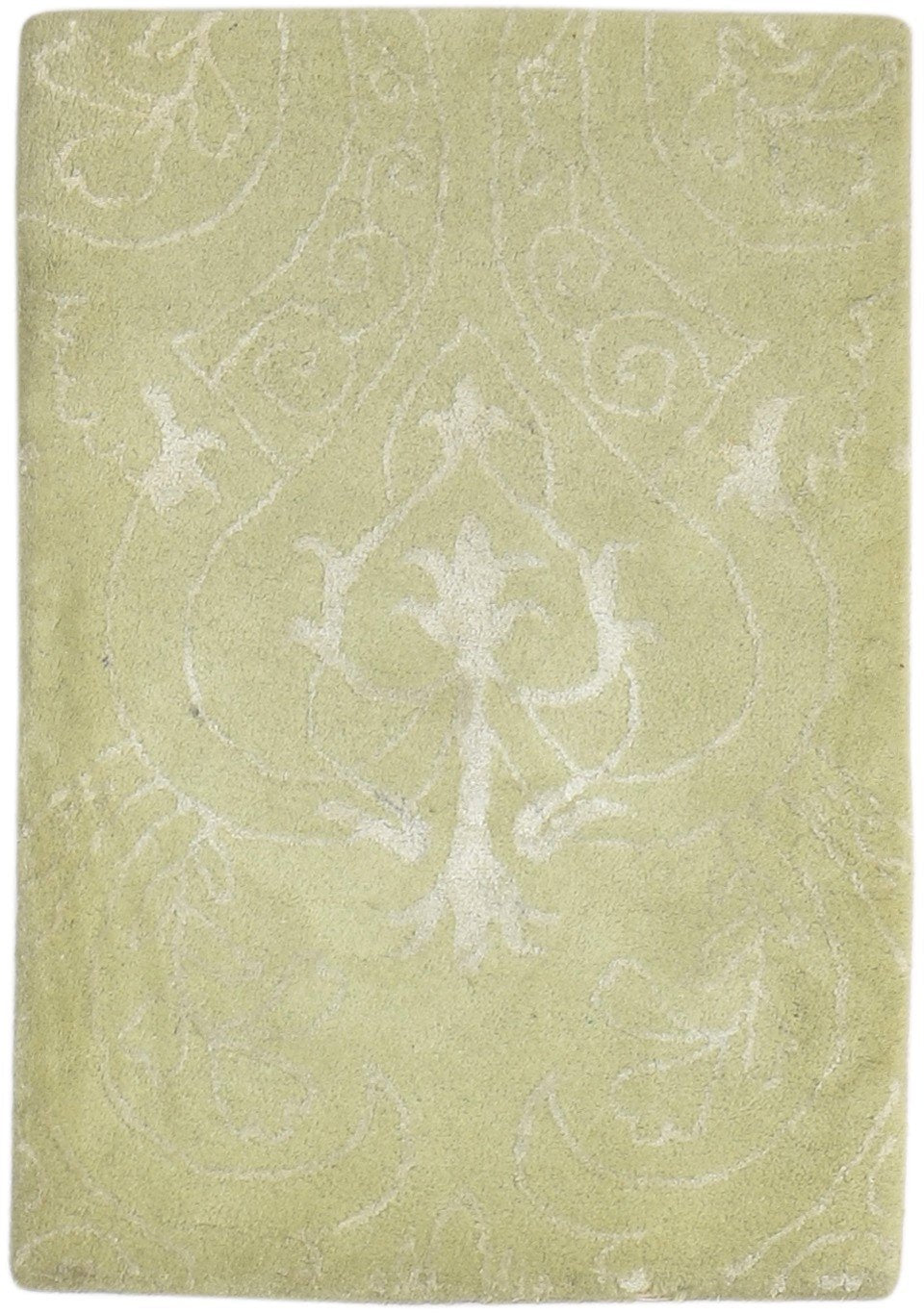 2' X 3' Rug Wool / Silk Sage Modern Hand Tufted Moroccan Damask Small Carpet 