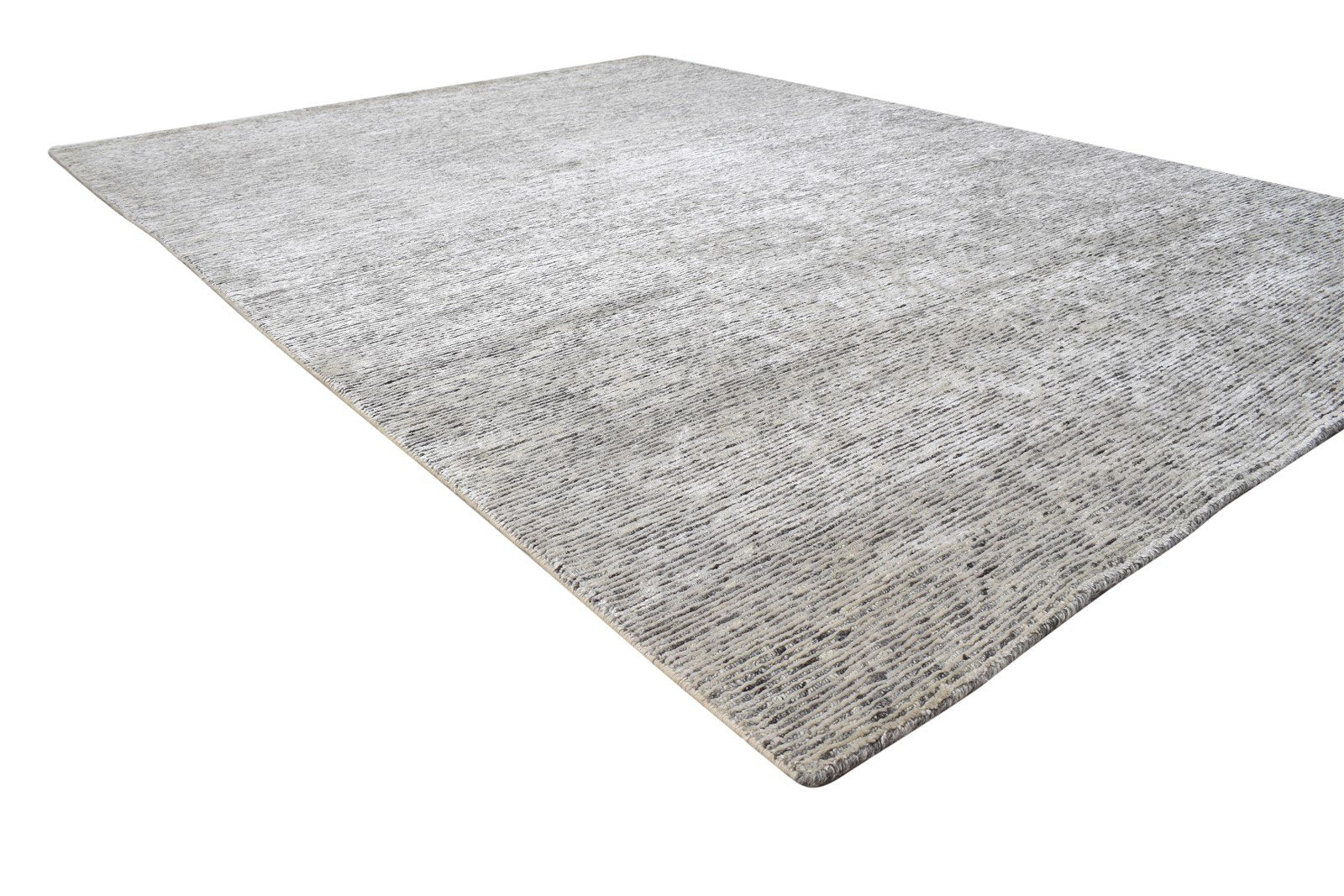 Wool / Silk Grey Rug 6X9 Modern Hand Knotted Scandinavian Solid Room Size 