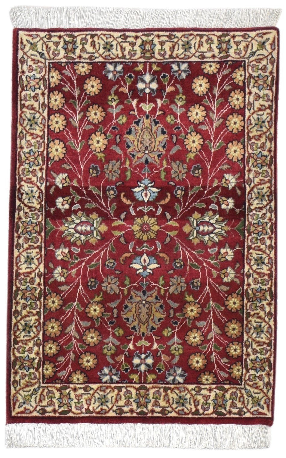 2' X 3' Rug Wool Red Persian Hand Knotted Agra Oriental Small Carpet 