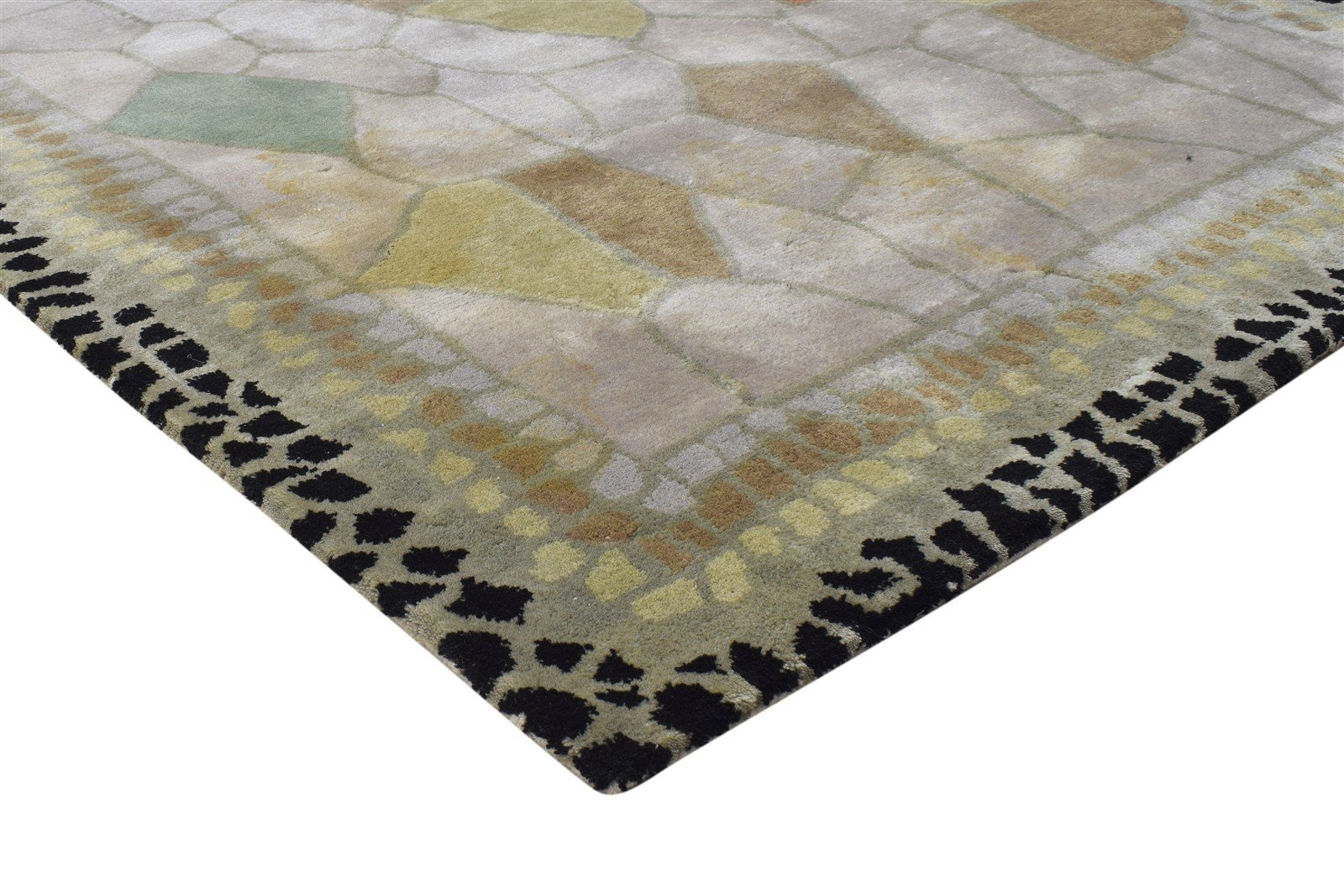 Hand Tufted Sand Wool Rug 5' X 8' Modern Indian Abstract Room Size Carpet 