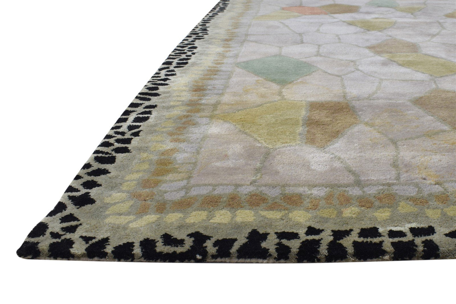 Hand Tufted Sand Wool Rug 5' X 8' Modern Indian Abstract Room Size Carpet 