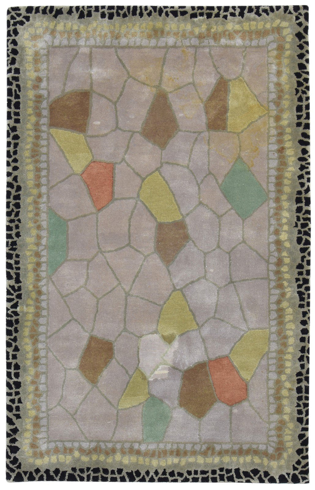 Hand Tufted Sand Wool Rug 5' X 8' Modern Indian Abstract Room Size Carpet 