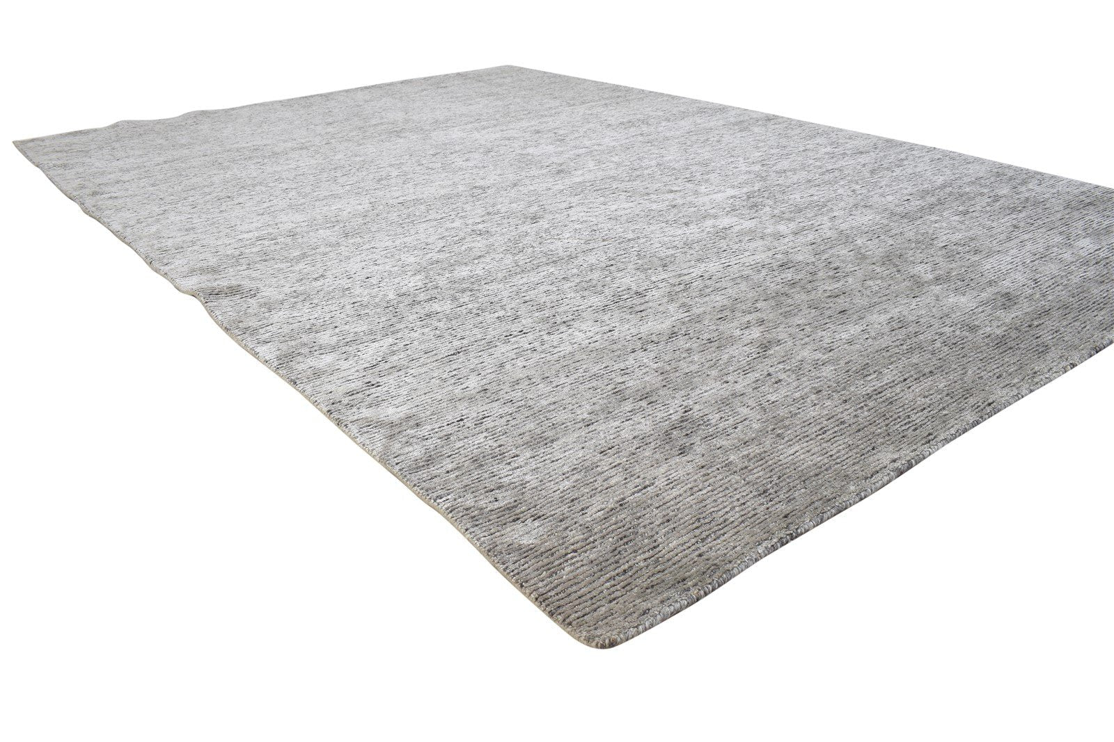 Grey Wool / Silk Rug 6X9 Modern Hand Knotted Scandinavian Solid Large Carpet 