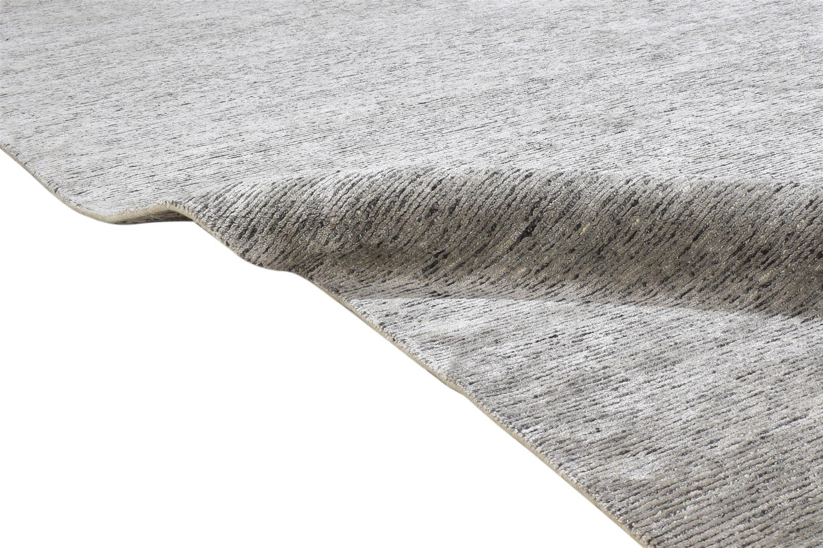 Grey Wool / Silk Rug 6X9 Modern Hand Knotted Scandinavian Solid Large Carpet 