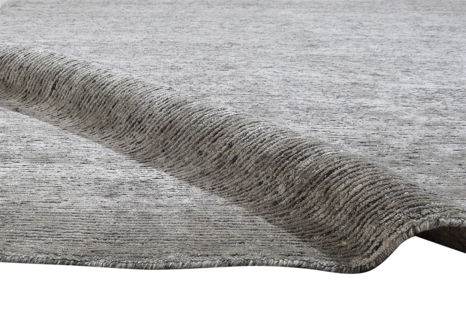 Grey Wool / Silk Rug 6X9 Modern Hand Knotted Scandinavian Solid Large Carpet 