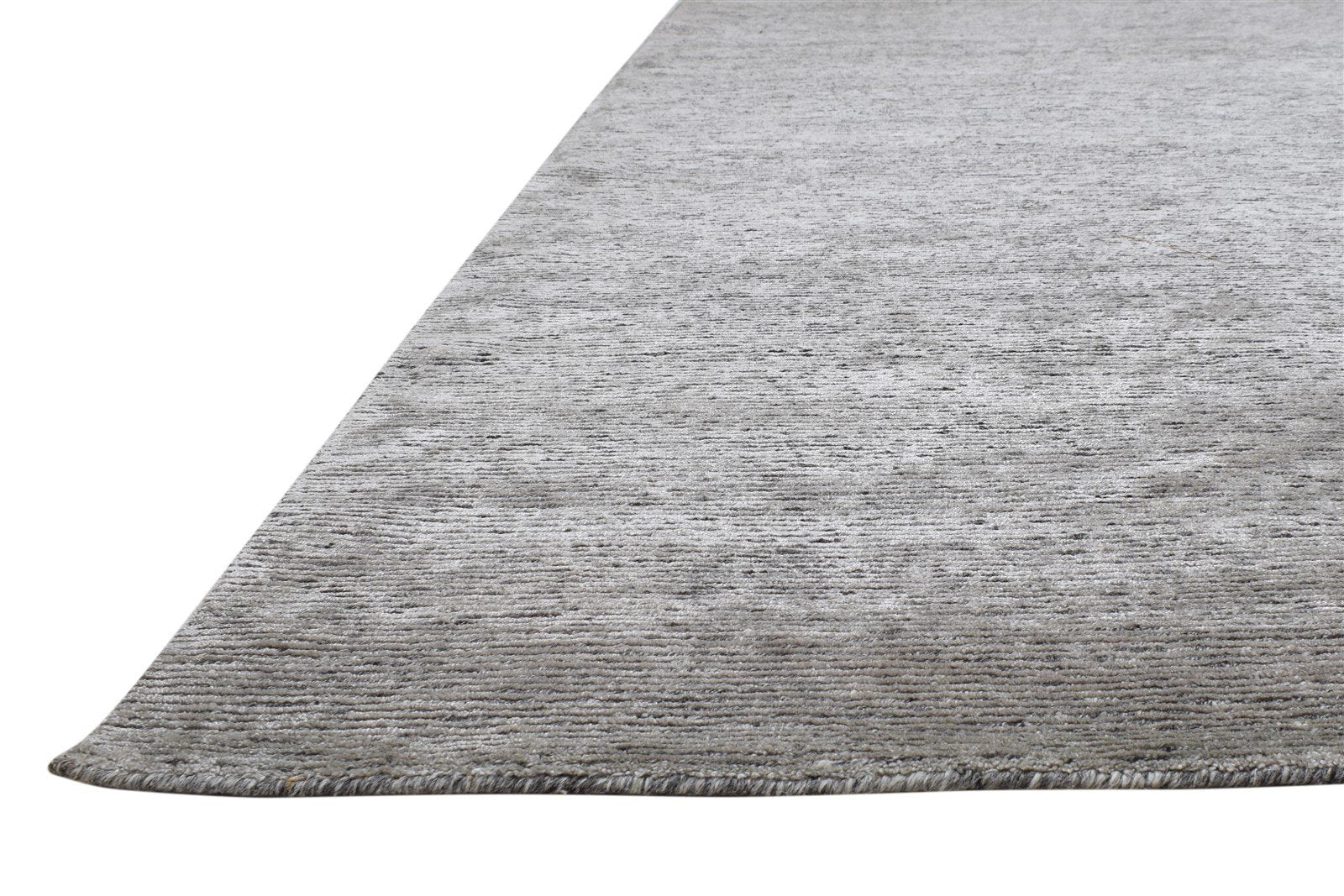 Grey Wool / Silk Rug 6X9 Modern Hand Knotted Scandinavian Solid Large Carpet 