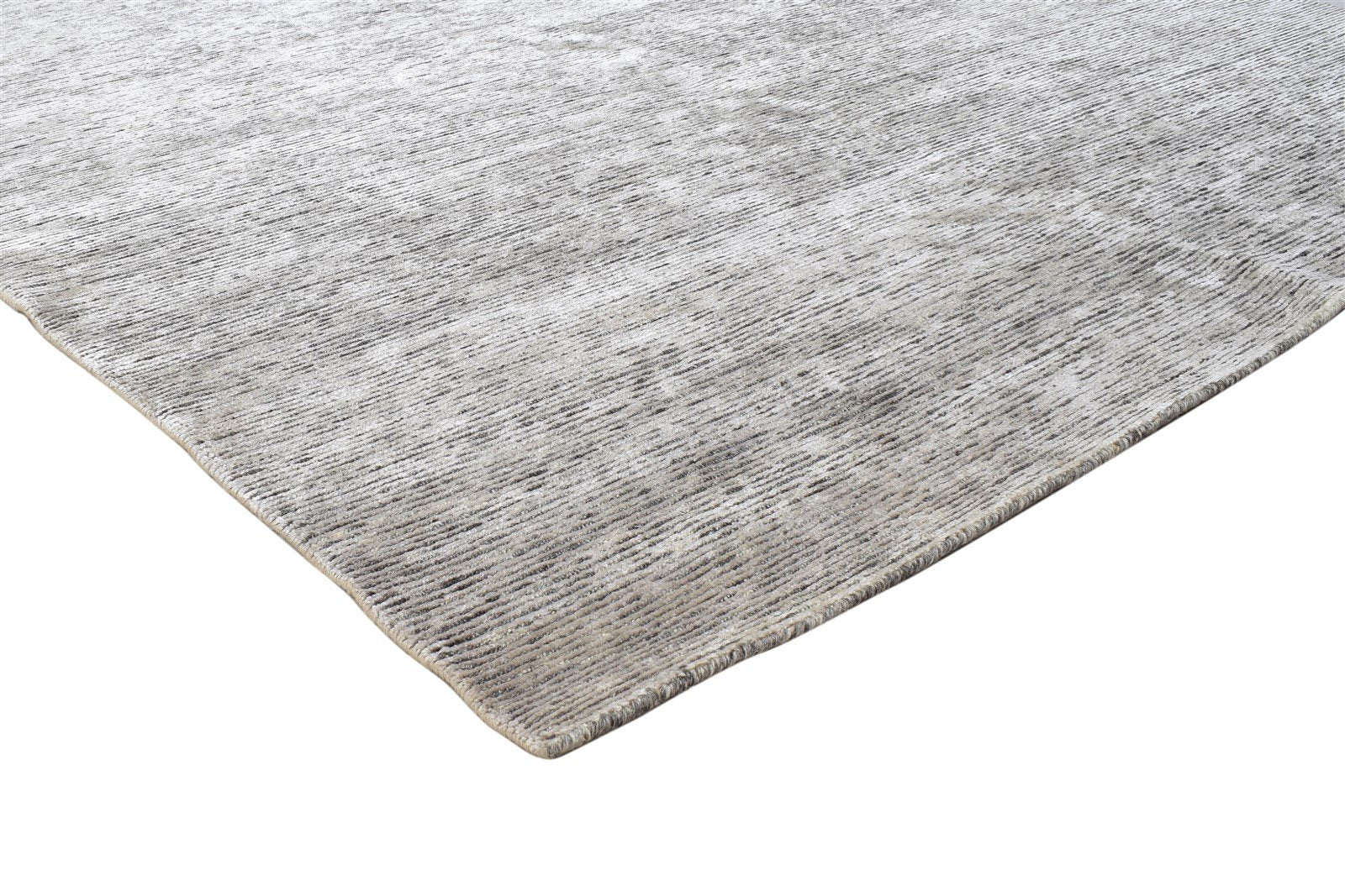 Hand Knotted Grey Wool / Silk Rug 6X9 Modern Scandinavian Solid Room Size 