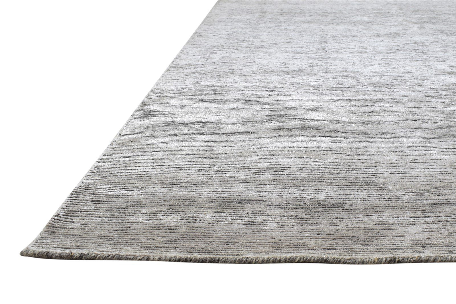 Hand Knotted Grey Wool / Silk Rug 6X9 Modern Scandinavian Solid Room Size 