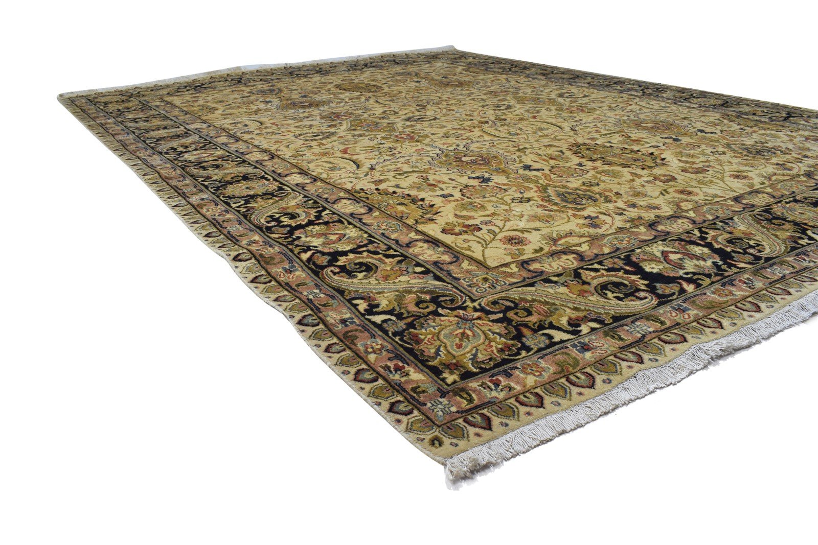 Beige Wool Rug 9' X 12' Persian Hand Knotted Bijar Oriental Large Carpet 