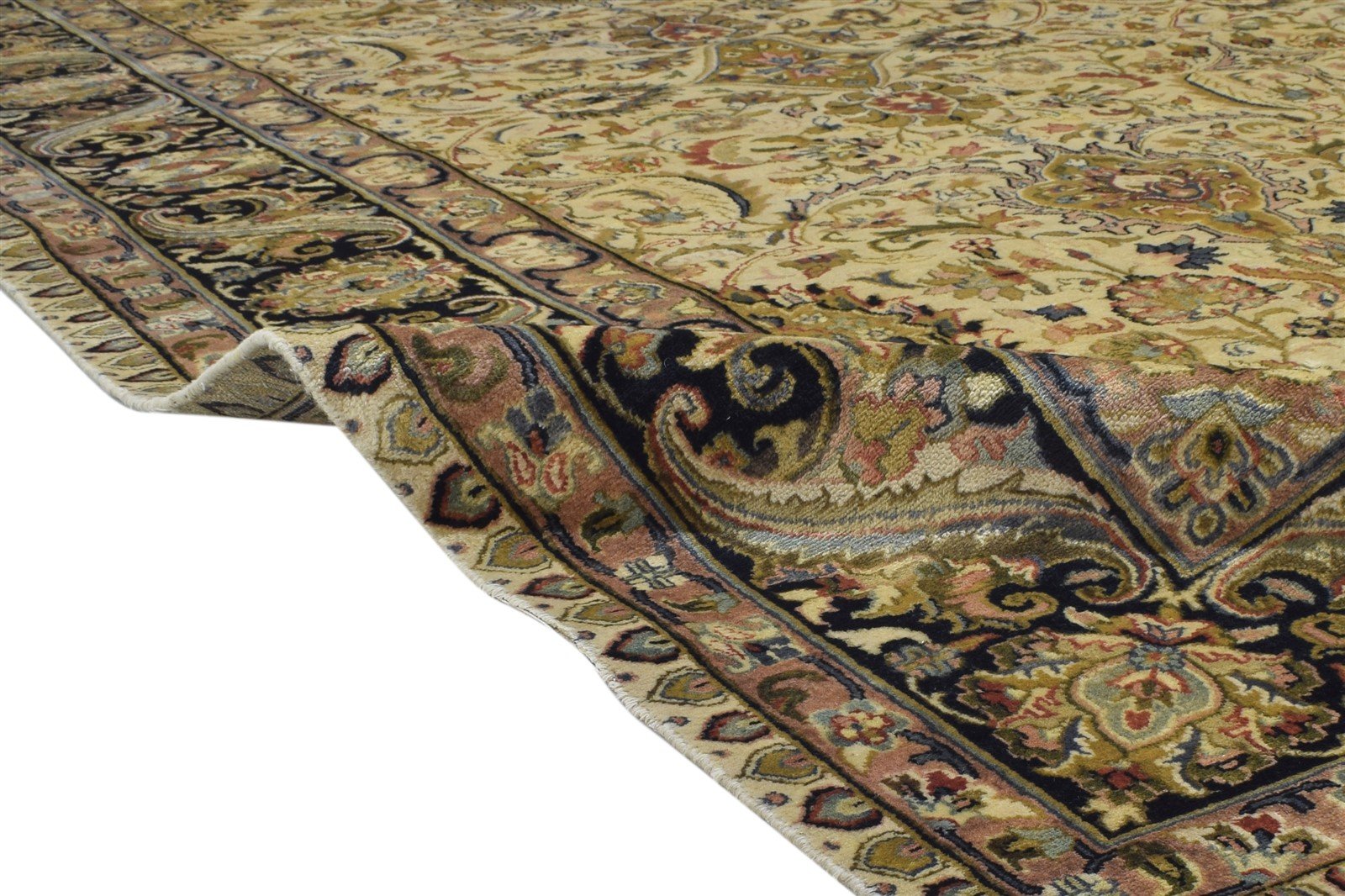 Beige Wool Rug 9' X 12' Persian Hand Knotted Bijar Oriental Large Carpet 