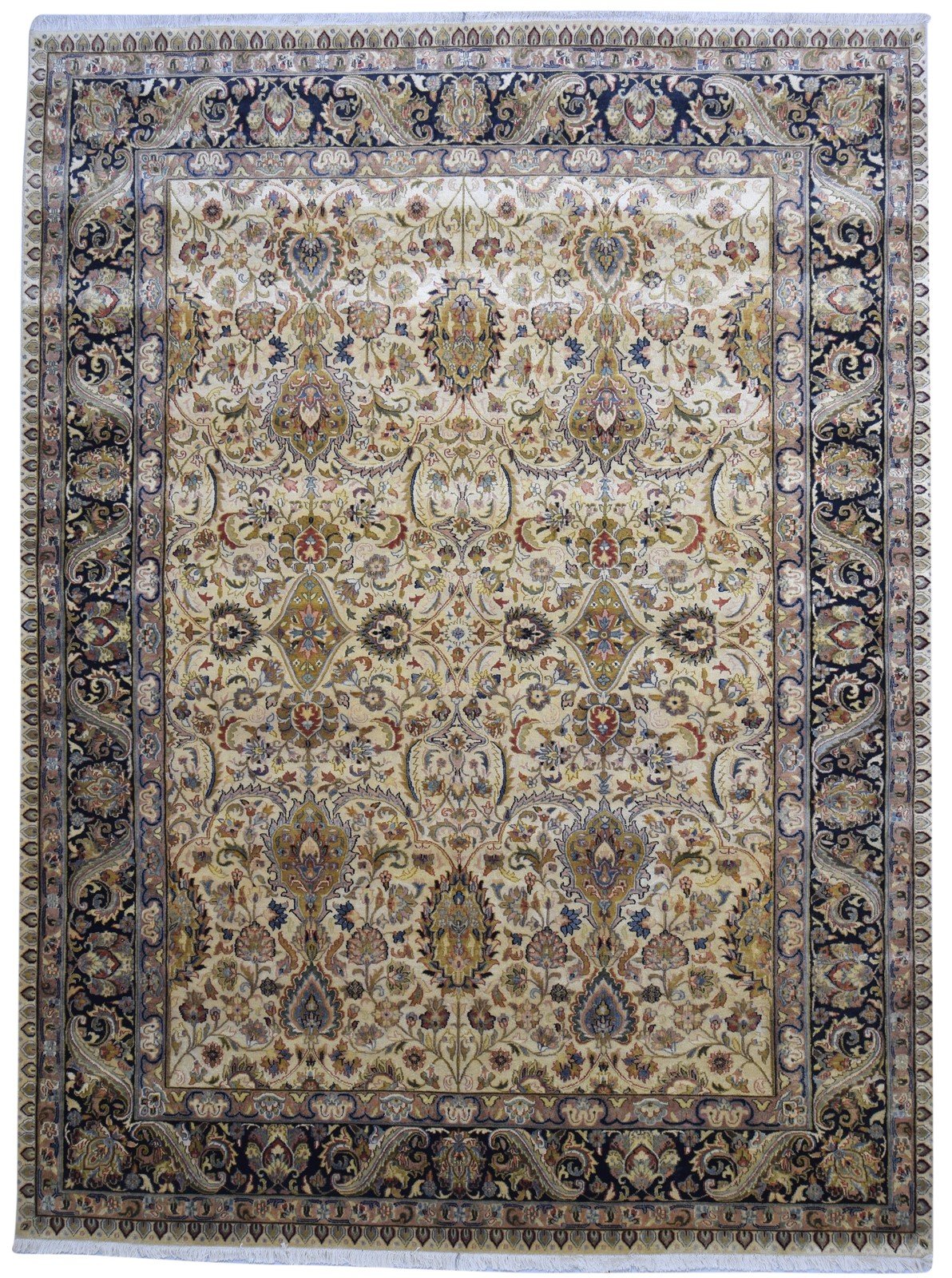 Beige Wool Rug 9' X 12' Persian Hand Knotted Bijar Oriental Large Carpet 