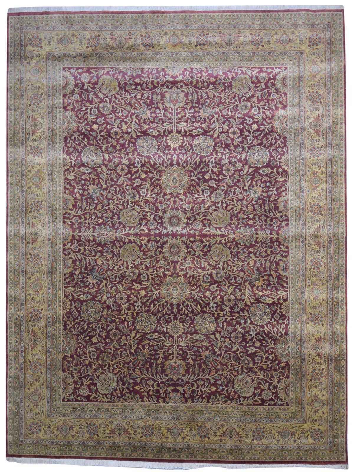 Wool Red Rug 9' X 12' Persian Hand Knotted Kashan Oriental Large Carpet 