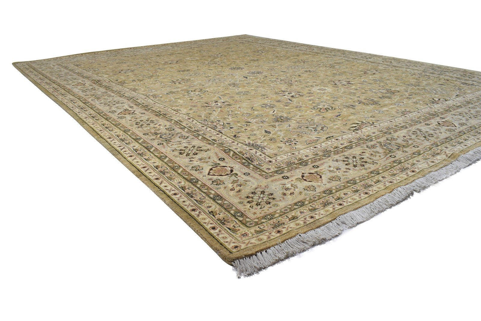 Sand Wool Rug 9' X 12' Persian Hand Knotted Kashan Oriental Large Carpet 