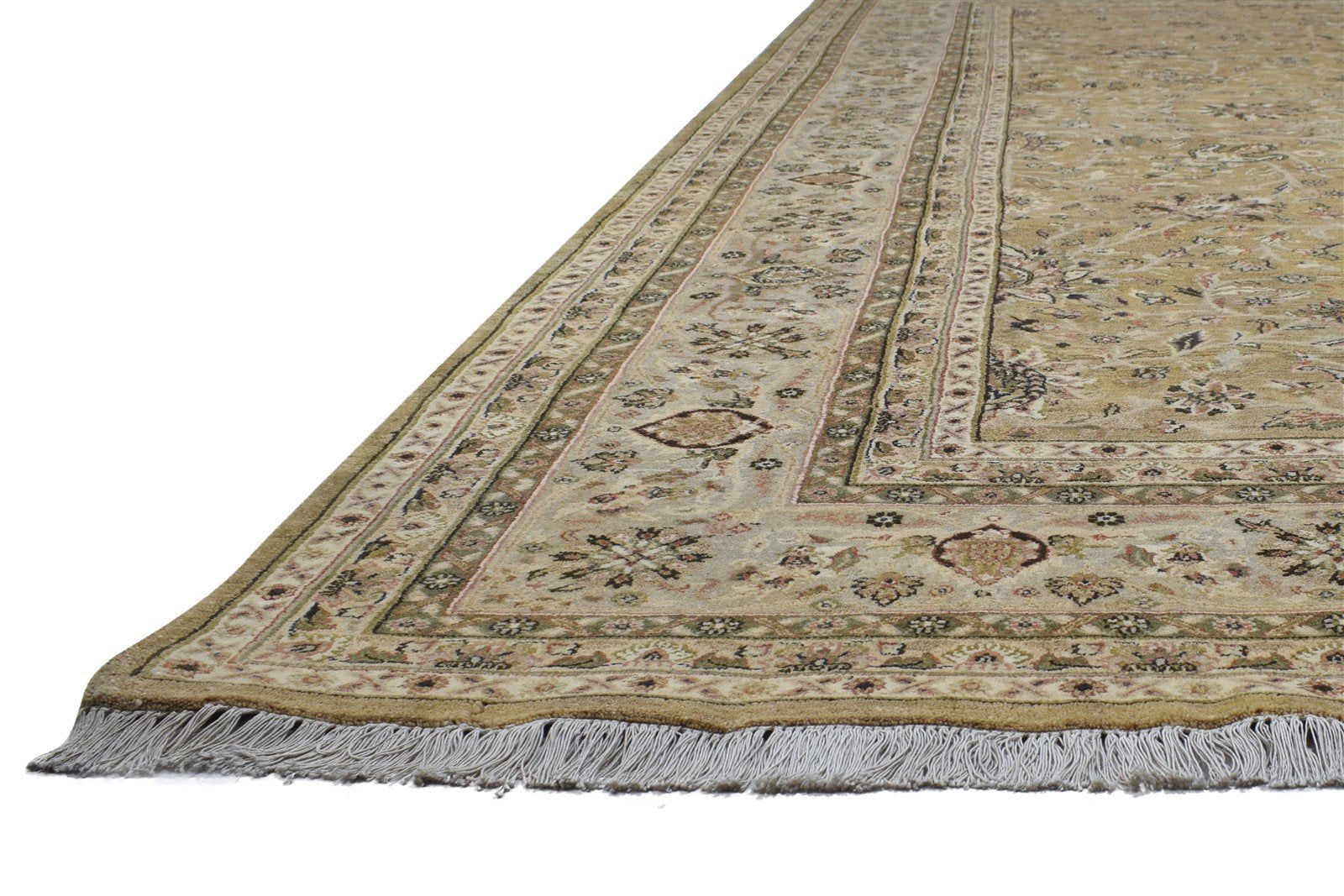 Sand Wool Rug 9' X 12' Persian Hand Knotted Kashan Oriental Large Carpet 