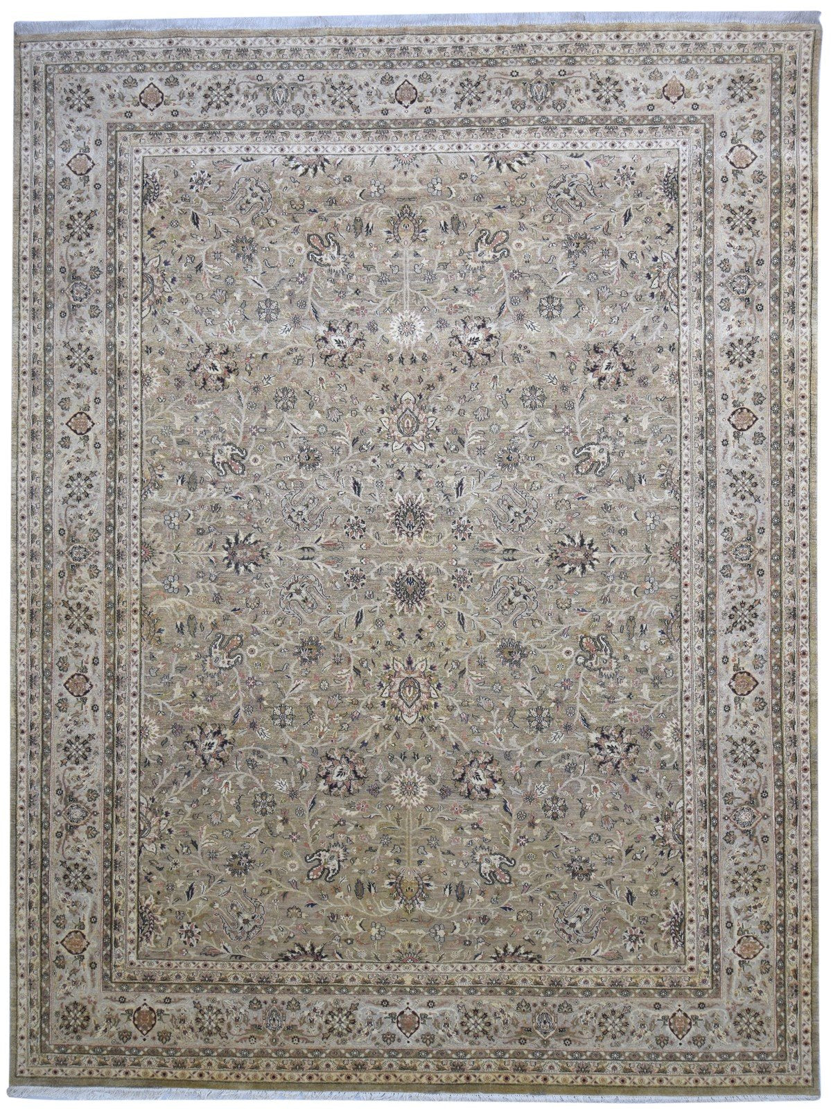 Sand Wool Rug 9' X 12' Persian Hand Knotted Kashan Oriental Large Carpet 