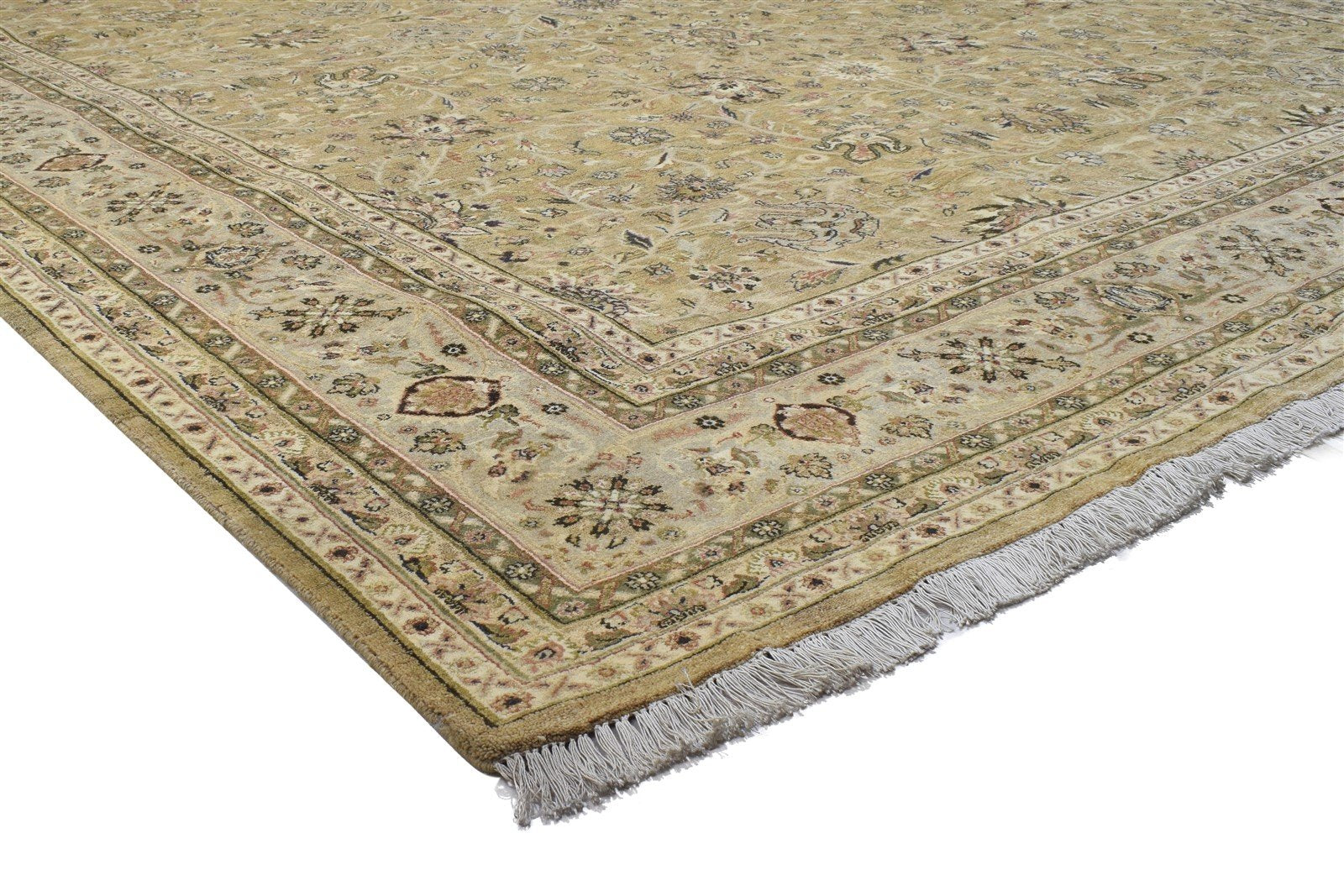 Sand Wool Rug 9' X 12' Persian Hand Knotted Kashan Oriental Large Carpet 