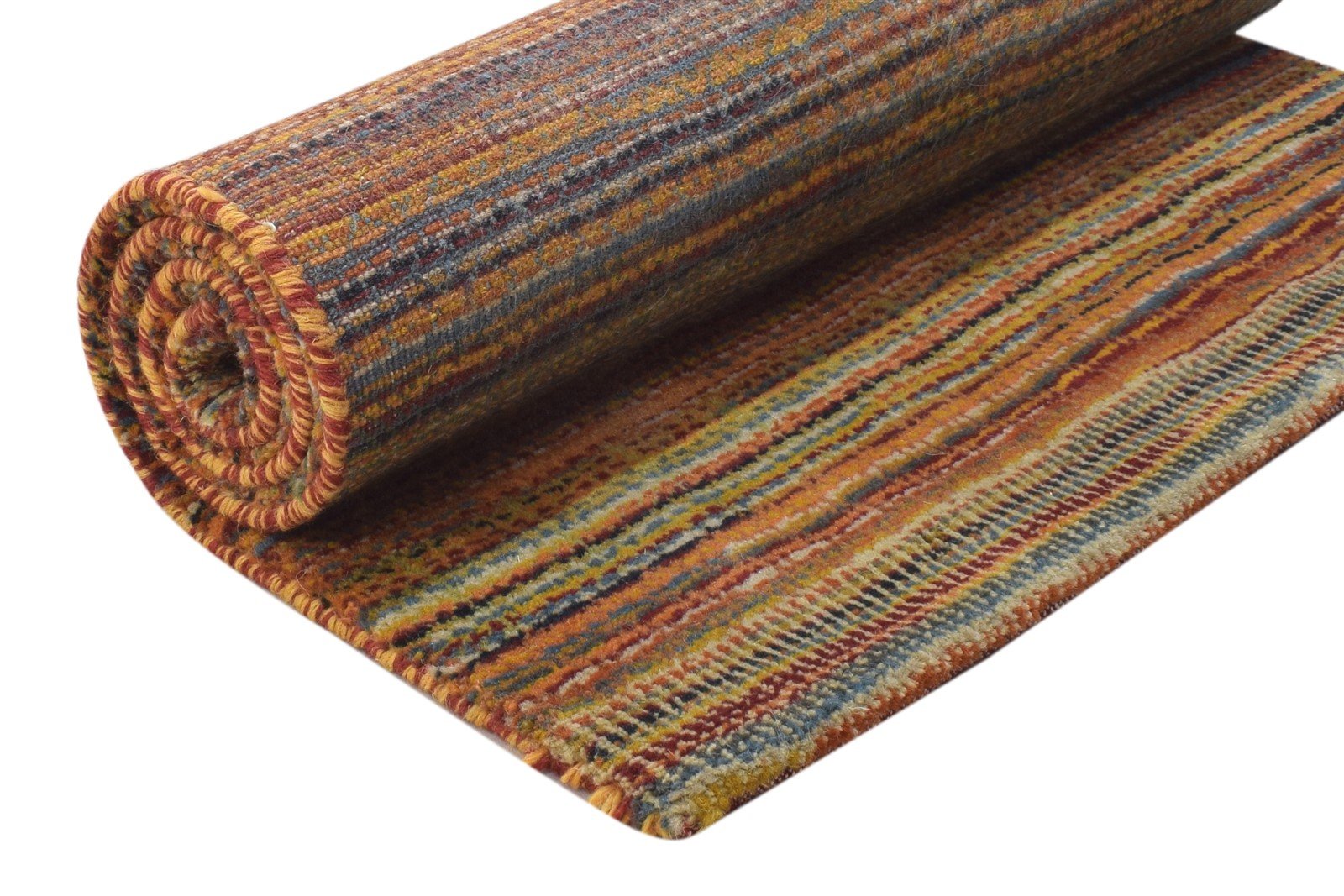 Wool Rust Rug 2' X 4' Modern Hand Knotted Bohemian Striped Small Carpet 